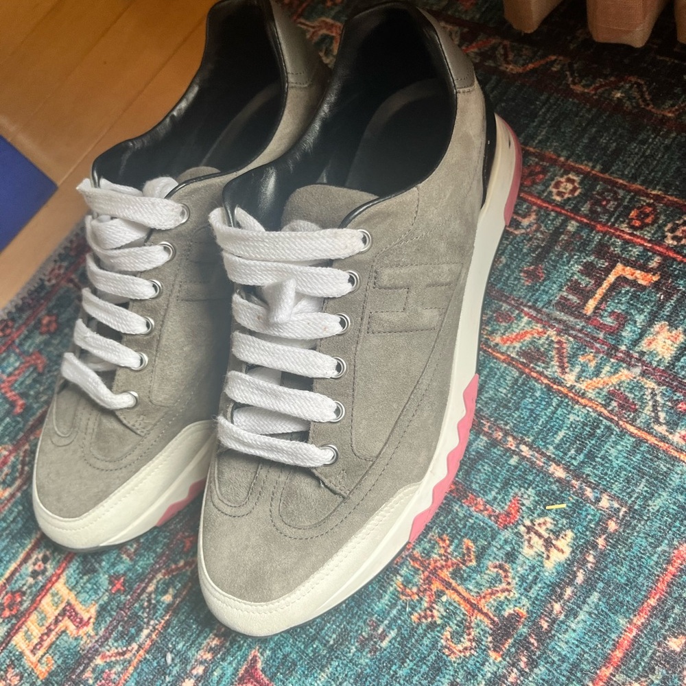 Hermes Trail Sneaker Grey Suede size 37.5 - Picture 6 of 8